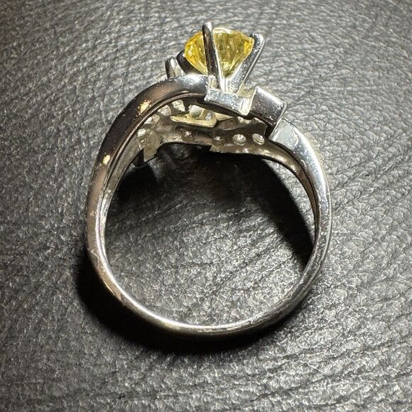 Sterling Silver Womens Ring CZ Cubic Zirconia Size 9 Yellow & Clear Multiple Gem - Picture 5 of 7